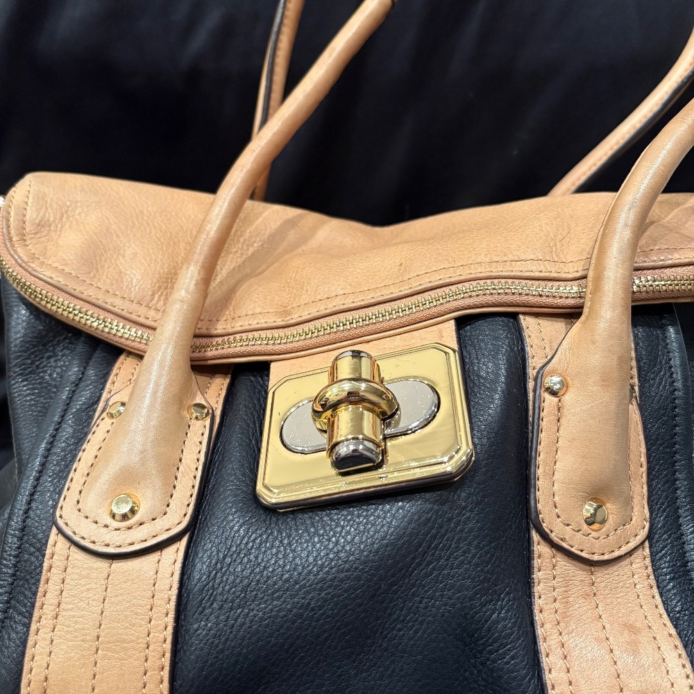 B. Makowsky Black and Tan Satchel